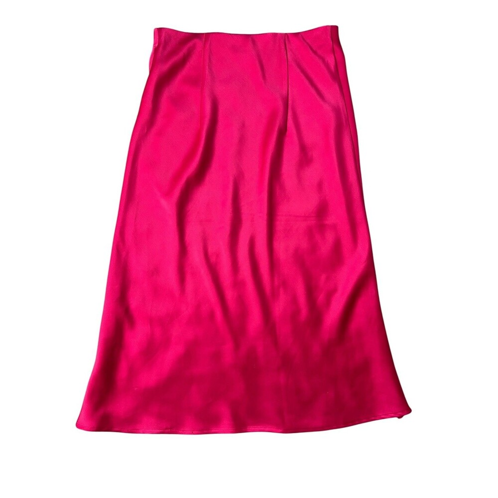 Rachel Zoe Hot Pink Bias-Cut Satin Slip Skirt  4  Barbiecore Date Night Office - Picture 4 of 13
